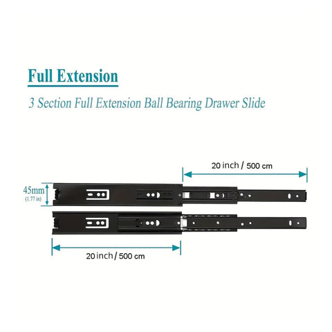 Side Mount Ball Bearing Drawer Slides Set Four 20 Inch Three Section Soft Close Damping Built To Last Heavy Duty Cold Rolled Steel