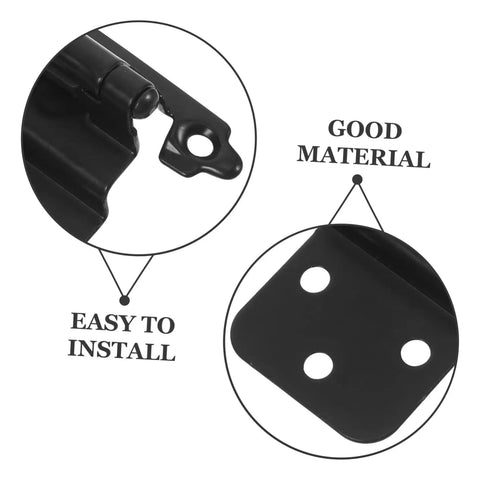 Close-up of No Fuss Soft Closing Cabinet Hinge With Built In Spring Self Closing Door Closer For Kitchen And Electrical Cabinets Three Eighths Inch 1.4mm Thick Black Easy Glide Replacement For Residential Furniture showing installation and material