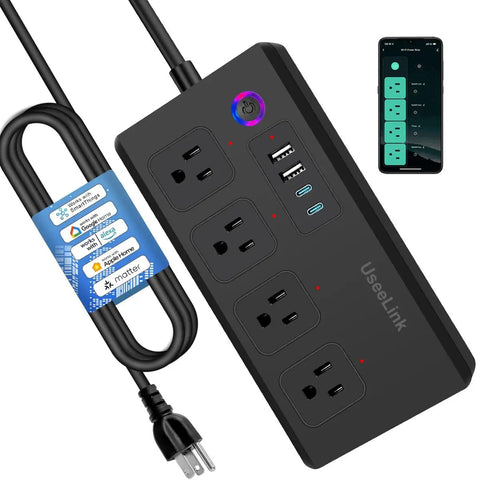 Supercharge Your Setup With This Matter Compatible Smart Surge Protector Power Strip with multiple outlets and USB-C.