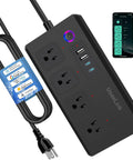 ZigBee Smart Power Strip With Five Foot Extension Cord Etl Certified Plug And Play With Alexa Google Home And Smartthings, 4 AC outlets, and USB ports.