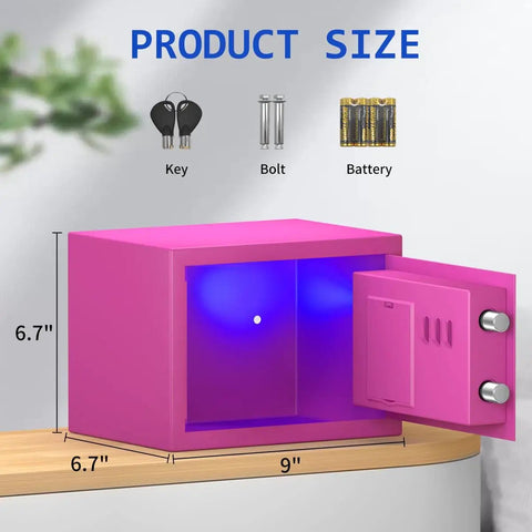 Pink Safe Box With Sensor Light And Electronic Digital Keypad Durable Steel Construction Hidden Small Safe For Office Home Hotel Use Great For Home Office Or Hotel Lobbies Discreet Design And Compact Yet Roomy Interior