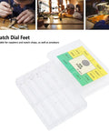 Alloy Watch Dial Feet Kit With Assorted Sizes For Easy Wristwatch Repair in plastic storage case displayed on a workbench.