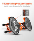 Front view of orange two-pack seam setter with 6-inch vacuum suction cups for countertop seam joining and leveling.
