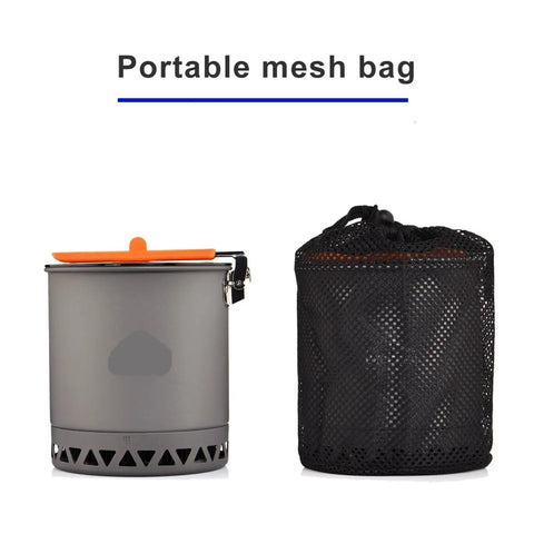 1.6L Camping Pot For Outdoor Cooking, Hiking And Picnics with mesh bag, lightweight trekking cookware, durable travel pot