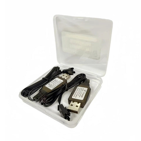 2 Pack SM 3P RC Charger Kit with SM 3PIN Plug for 7.4V 2S LiPo Batteries USB 5V 2A Input 500mA Output Fast Charge Universal Charger Cable