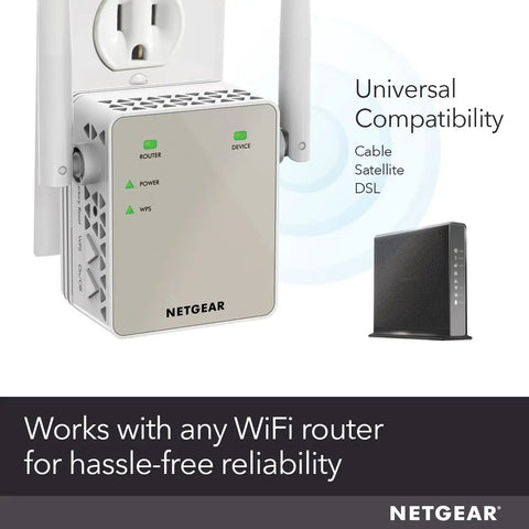 WiFi Range Extender With AC1200 Dual Band, Extends Coverage Up To 1500 Sq Ft device, compact design, wall outlet setup