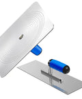 Pro Grade 12-Inch Aluminum Drywall Hawk And 12-Inch By 4.7-Inch Stainless Steel Finishing Trowel Mud Hawk Set shown with blue handles