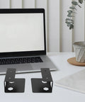 Rock Solid Under Desk Laptop Mount With Metal Holder And Protective Pads Universal 3 Piece Black Shelf for Notebook Keyboard Tray and Cable Organizer with laptop and plant
