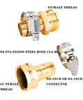 Garden Hose Repair Kit With Clamps, 2 Set, Aluminum Copper-Look Connectors For 3/4 Inch Or 5/8 Inch Fittings, Includes 4 Clamps, 2 Male And 2 Female Connectors, Easy Fix For Leaks