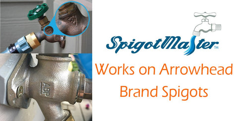 Vacuum Breaker Hose Adapter Turns An Anti Siphon Spigot Into A Straight Through Connection, Easy Garden Hose Conversion, Fits Arrowhead External Breaker And PK1390 Bottom Valve, Made In USA DIY Outdoor Plumbing Accessory shown on Arrowhead brand spigot.