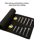Tool Box And Drawer Liner 16 Inch Wide By 6 Feet Long Non Slip EVA Mat Cushioned Tool Protection Black with tools on it