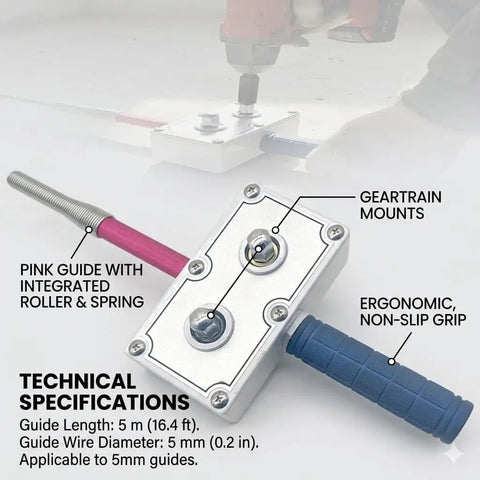 The ULTIMATE Professional Electrician Wire Pulling Assistant Tool with pink guide and ergonomic grip for easy cable threading.