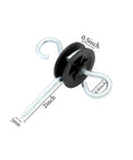 Close-up of metal anchor part from Electric Fence Gate Handle Kit With Anchors, showing screw-in ring and black plastic insulator.