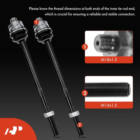 Front Inner Tie Rod End For Chevy GMC Cadillac Trucks And SUVs Bolt On Direct Replacement Fits Silverado Avalanche Suburban Tahoe Yukon Escalade And More 1999 2010 Replace Worn Steering Linkage For A Smooth Ride. M18x1.5 and M14x1.5 threads shown