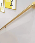 Industrial Pipe Stair Handrail Kit Golden Wall Mounted Railing System For Home Interior Exterior Stairs Lofts Bathrooms, mounted on a wall.