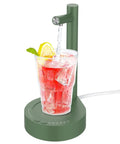 Compact Desktop Water Dispenser For 5 Gallon Bottles With USB C Fast Charge, On The Go Countertop Pump, green dispenser with glass