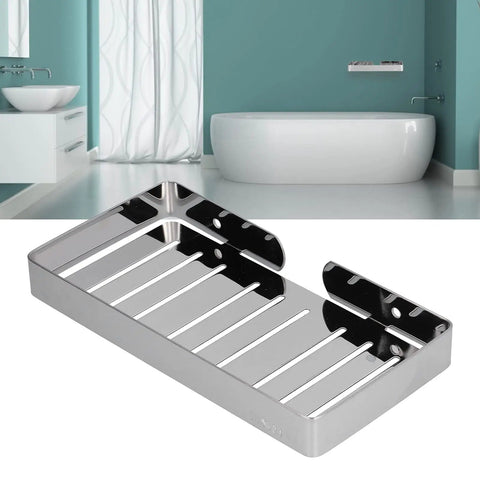 Self Draining Stainless Steel Wall Mounted Soap Dish With Rustproof 304 Construction Hollow Base Drains Water Fast Easy Install Tool Kit Included For Shower Rooms Bathrooms Hotels Homestays, wall-mounted stainless soap dish in bathroom