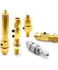 Gold and silver components of heavy duty laser welding wire feed hose for fiber laser welders, smooth consistent wire feeding