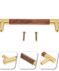 Brass Cabinet Pulls With Solid Black Walnut Wood Backings 195mm Length 160mm Center To Center Holes Vintage Style Drawer Handles