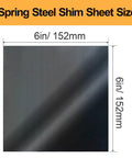 Spring steel shim sheet set, polished finish, 6x6 in, 6 pieces, assorted thicknesses 0.004-0.03 in