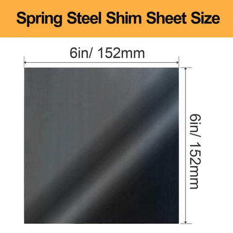 Spring steel shim sheet set, polished finish, 6x6 in, 6 pieces, assorted thicknesses 0.004-0.03 in