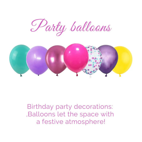 Hot Pink Purple Blue Confetti Balloons 12 Inch Set Of 56 Latex Party Balloons for girl birthday with teal, yellow colors