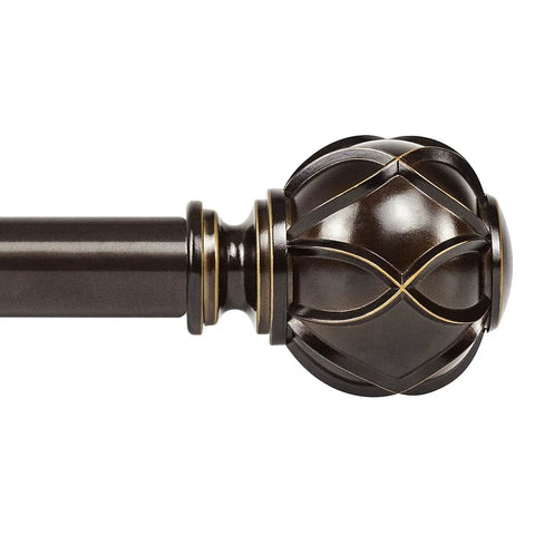 Bronze Curtain Rod Finials With Netted Texture, Fits 1 Inch Or 7/8 Inch Diameter Rods, Set Of 2, Classic Window Decor For Living Room Bedroom Kitchen And More, Easy To Install. Antique bronze finial on curtain rod close-up