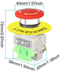 4 Pack Latching Emergency Stop Push Button Switch Kit 22mm Panel Mount Red Mushroom Cap 1NO 1NC DPST IP55 600V 10A Heavy Duty PA66 Body