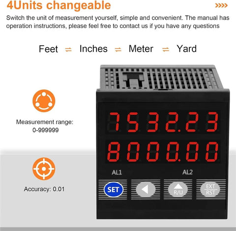 Precision Measuring Wheel with Encoder for Wires and Cables, HD Digital Counter displays measurement in Feet, Inches, Meter, Yard.