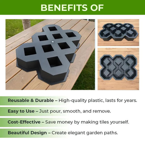 Concrete Paver Mold For Grass Pavers And Garden Walkways ABS 4mm Pathmaker Form on wooden table