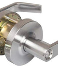 Privacy Function Cylindrical Lever Door Handle For Commercial Use, Satin Chrome Heavy Duty, non-handed grade 2, ADA compliant