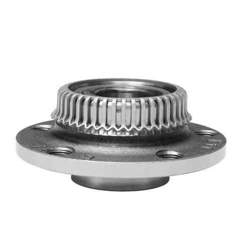 Rear Wheel Bearing Hub Assembly Set Of 2 With ABS for 5-Lug, FWD, front view showing OEM-grade metal construction and bolt holes