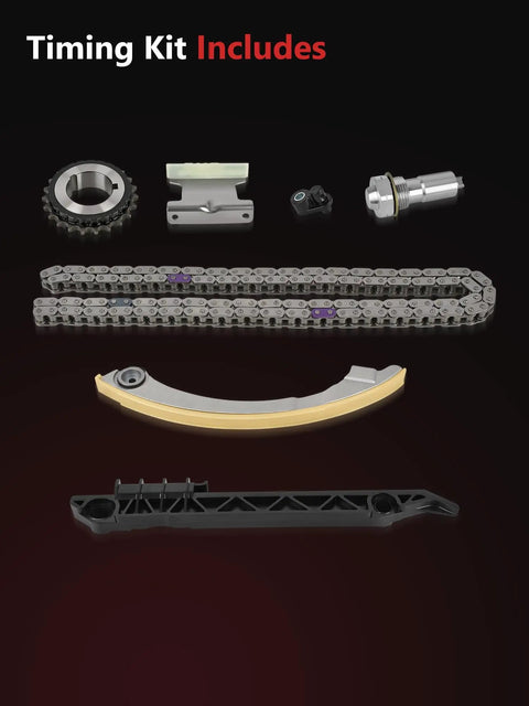 Timing Chain Kit With Sprocket For Chevy And GM Cars 2.0L 2.2L 2.4L L4 Engines, includes chain, sprocket, guides, seals, tensioner