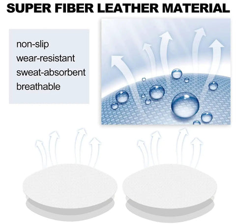 Easy DIY Heel Repair Patches Kit 4 Pairs No Fuss Self Adhesive Inside Patches For Holes, Microfiber Leather, material illustration.