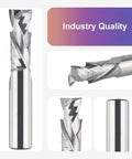 Front view of SpeTool spiral compression router bits, 2 pcs, 1/2 in shank, 1/2 in cutting diameter, solid carbide