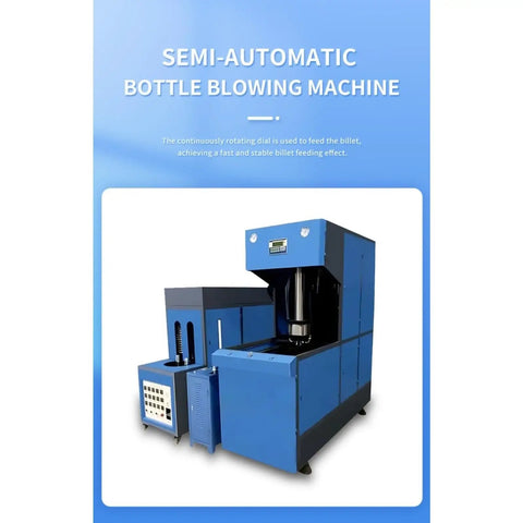 Semi Automatic Bottle Blowing Machine Customizable Molds For Home And Business Packaging Multi Size Compatibility heavy-duty blue machine design