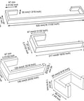 Diagram showing dimensions of Black Stainless 4 Piece Bathroom Hardware Set With 16.5 Inch Towel Bar Wall Mounted Built To Last Tough As Nails No Rust SUS304 Stainless Steel For Everyday Use In Master Baths And Powder Rooms.