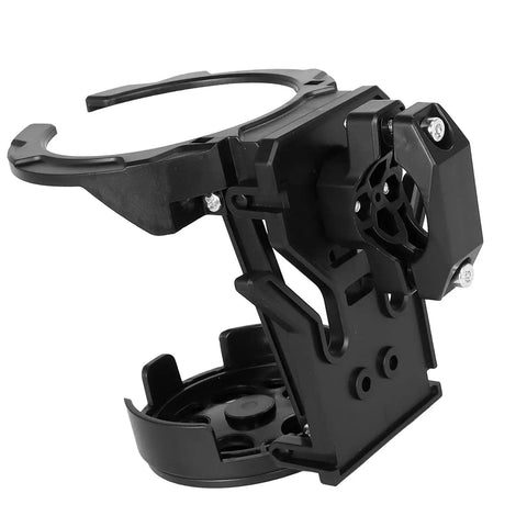 Black Clamp On Handlebar Cup Holder With Lower Tray Drainage Openings And Foldable Storage Friendly Design For Daily Rides On Bikes And E Bikes