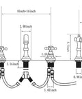 Diagram of 8 Inch Widespread Bathroom Sink Faucet With Two Handles And Three Holes Antique Brass Basin Mixer Tap dimensions and installation.