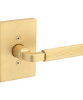 Reeded Dummy Door Lever for Closets and French Double Doors Satin Brass No Latch Non Turning Interior Push Pull Handle Single Sided Inactive Reversible Design for Pantry and Interior Doors Easy Fit No Fuss, satin brass close-up