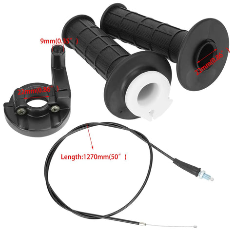 Plug And Play Mini Bike Throttle Kit Replacement For Coleman CT200U CT200U EX BT200X Baja DB30 Warrior MB200 Predator 212cc Motovox 196cc 200cc 6.5hp Engine Parts 22mm Seven Eighth Inch Twist Grip Throttle Assembly with cable and grips