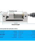 Dead Center Right Angle Parallel Vise For Precision Milling Machines Rock Solid Quenched Steel Workholder size dimensions labeled