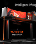 Silent Motor Sit Stand Desk With Glowing Led Ring And Three Memory Button Settings For Home Office Computer Workstation Quick Build Hits Different All Week with height adjustment from 71cm to 118cm.