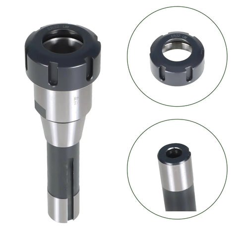 ER32 R8 Collet Chuck Set With 7 Sixteenth Inch Thread High Accuracy 0.0005 Inch Alloy Steel Holder Front and Side View