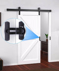 90 Degree Flip Barn Door Lock For Privacy And Security Hook Gate Latch Made From 304 Stainless Steel with Corrosion Resistant Finish installed on white sliding door