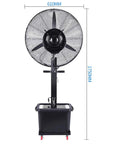 Keep Your Workspace Breezy All Day Long With This Super Quiet Standing Mist Fan delivering heavy duty cooling airflow for patios.
