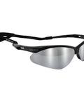 Top Shelf Mirror Shooting Safety Glasses Featuring Ansi Z87 Impact Rating And Uv400 Sun Guard Lenses Built Tough for range use, black with strap.