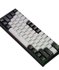 Compact 61 Key Wired Gaming Keyboard With Dope Rgb Backlights Adjustable Brightness And Movement Speed Slick Mechanical Switches Nailed It Design For Tiny Desks Crisp Typing And Flat Out Game Day Action Locked In Accuracy, displaying keys in black and white.