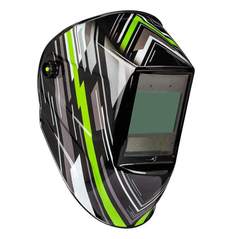 Pro Series Amped ADF Welding Helmet With Lightweight Fireproof Shell Multi Directional 5 Point Headgear in graphic design