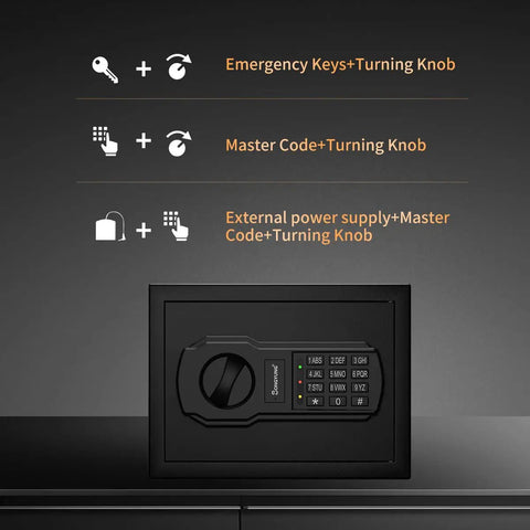 Fire Resistant Safe Box With Fireproof Waterproof Bag And Sensor Light 0.23 Cubic Feet Money Safe With Emergency External Power Supply And Digital Security Safe Built To Last